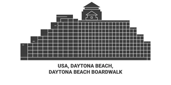 Usa Daytona Beach Daytona Beach Boardwalk Travel Landmark Line Vector — Stock Vector