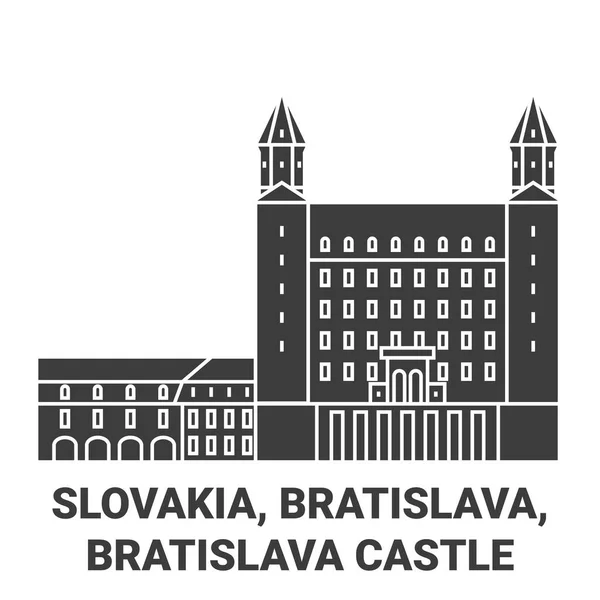 Slowakia Bratislava Kastil Bratislava Melakukan Perjalanan Garis Vektor Ilustrasi Markah - Stok Vektor