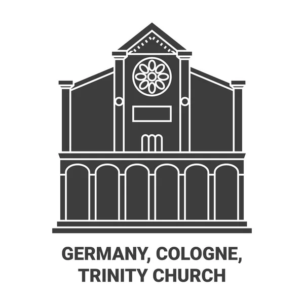 Almanya Köln Trinity Kilisesi Seyahat Çizgisi Vektör Ilüstrasyonu — Stok Vektör