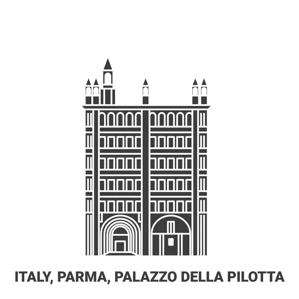 Italie Parme Palazzo Della Pilotta Illustration Vectorielle Ligne Voyage Historique — Image vectorielle