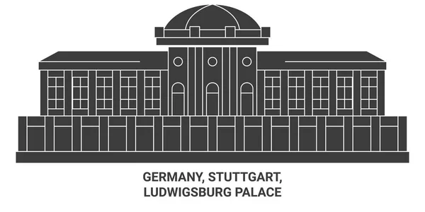 Deutschland Stuttgart Schloss Ludwigsburg Reise Meilenstein Linienvektorillustration — Stockvektor