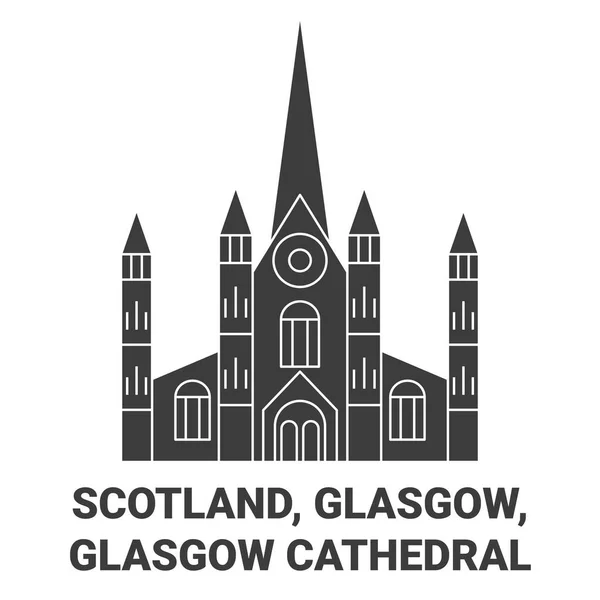 Scotland Glasgow Glasgow Cathedral Travel Landmark Line Vector Illustration — Stock Vector