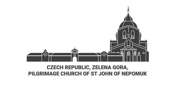 República Checa Zelena Gora Iglesia Peregrinación San Juan Nepomuk Recorrido — Vector de stock