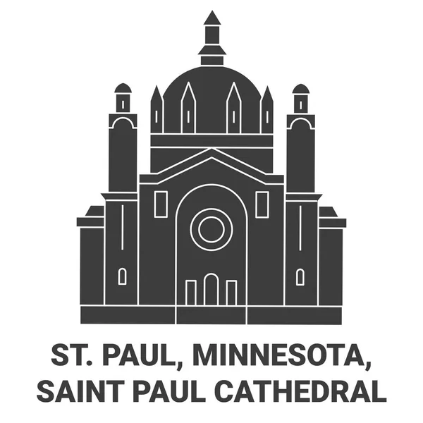 stock vector United States, St. Paul, Minnesota, Saint Paul Cathedral travel landmark line vector illustration