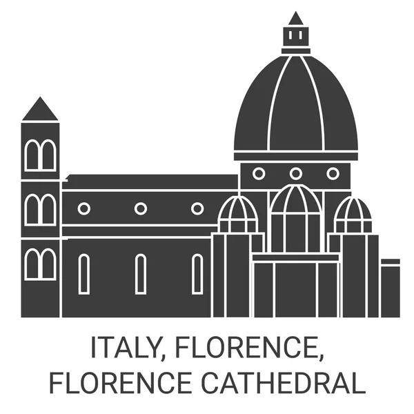 Itália Florença Florença Catedral Viagem Marco Linha Vetor Ilustração —  Vetores de Stock