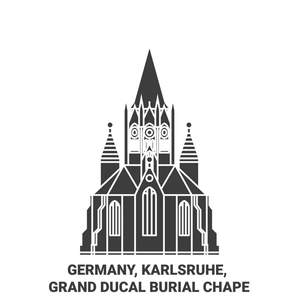 Deutschland Karlsruhe Großherzogliches Begräbnis Chape Reise Meilenstein Linie Vektor Illustration — Stockvektor