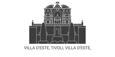 Italy, Villa Deste, Tivoli, Villa Deste, travel landmark line vector illustration clipart