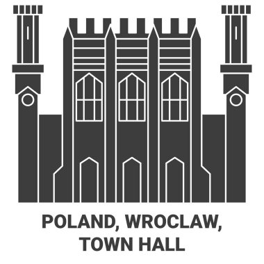 Polonya, Wroclaw, Belediye Binası seyahat çizgisi vektör ilüstrasyonu