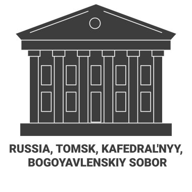 Russia, Tomsk, Kafedralnyy, Bogoyavlenskiy Sobor travel landmark line vector illustration