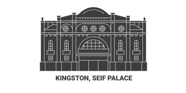 Jamaika, Kingston, Seif Sarayı, seyahat çizgisi vektör ilüstrasyonu