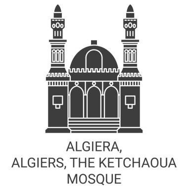 Cezayir, Cezayir, Ketchaoua Camii şehir simgesi çizim çizgisi çizimi