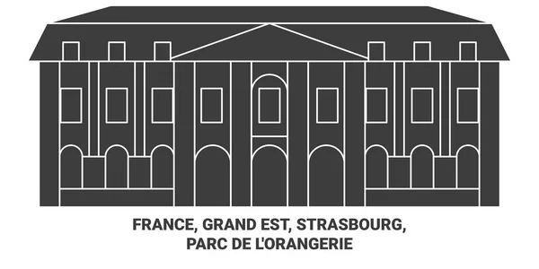France Grand Est Strasbourg Parc Lorangerie Travel Landmark Line Vector — 스톡 벡터
