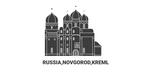 Rusya Novgorod Kreml Seyahat Çizgisi Vektör Illüstrasyonu — Stok Vektör