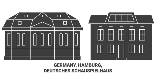 Almanya Hamburg Deutsches Schauspielhaus Seyahat Çizgisi Vektör Çizimi — Stok Vektör