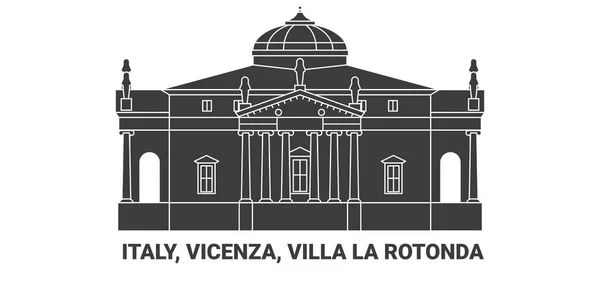Itália Vicenza Villa Rotonda Viagem Marco Linha Vetor Ilustração — Vetor de Stock