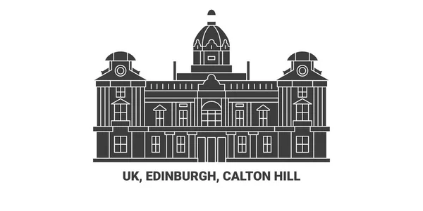 Edinburgh Calton Hill Travel Landmark Line Vector Illustration — 스톡 벡터