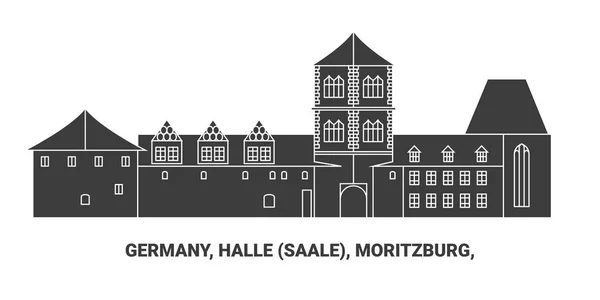 Allemagne Halle Saale Moritzburg Illustration Vectorielle Ligne Repère Voyage — Image vectorielle