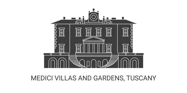 Talya Medici Villası Bahçeleri Toskana Seyahat Simgesi Vektör Çizimi — Stok Vektör