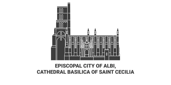 Frankrijk Episcopale Stad Albi Kathedraal Basiliek Van Saint Cecilia Reizen — Stockvector