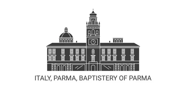 Itália Parma Batistério Parma Viagem Marco Linha Vetor Ilustração — Vetor de Stock