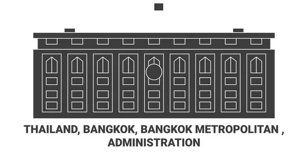 Thailand Bangkok Bangkok Metropolitan Administration Travel Landmark Line Vector Illustration — Stock Vector