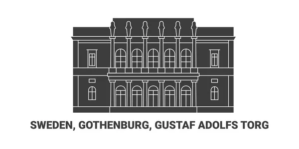 Sveç Göteborg Gustaf Adolfs Torg Seyahat Çizelgesi Çizimi — Stok Vektör