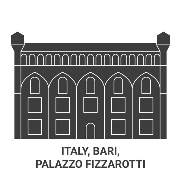 Italie Bari Palazzo Fizzarotti Voyages Illustration Vectorielle Ligne Historique — Image vectorielle