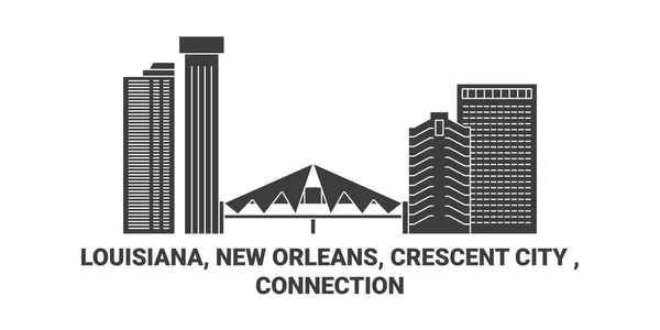 Vereinigte Staaten Louisiana New Orleans Crescent City Verbindungsreise Grenzlinie Vektor — Stockvektor