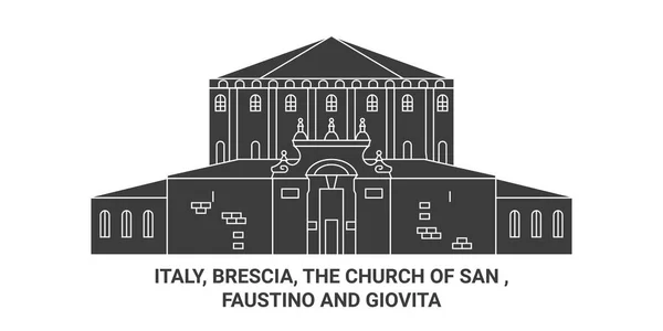 Italia Brescia Iglesia San Faustino Giovita Recorrido Hito Línea Vector — Vector de stock