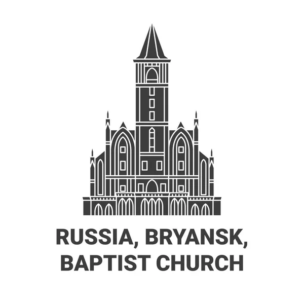 Russie Bryansk Église Baptiste Illustration Vectorielle Ligne Voyage Historique — Image vectorielle