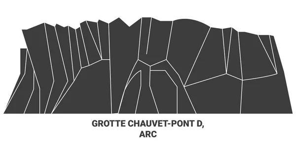France Grotte Chauvetpont Arc Travel Landmark Line Vector Illustration — Stock Vector