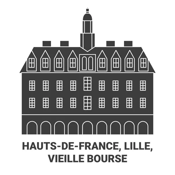 France Hautsdefrance Lille Vieille Bourse Voyages Illustration Vectorielle Ligne — Image vectorielle