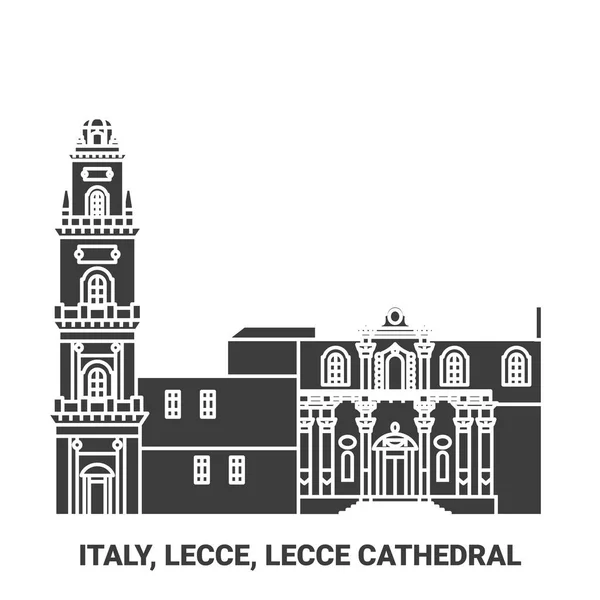 Ιταλία Lecce Lecce Καθεδρικός Ναός Ταξίδια Ορόσημο Γραμμή Διανυσματική Απεικόνιση — Διανυσματικό Αρχείο