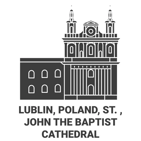ポーランド ルブリン セント ジョンバプテスト大聖堂の旅行ランドマークラインのベクトル図 — ストックベクタ