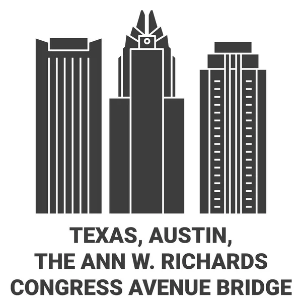 Estados Unidos Texas Austin Ann Richards Congress Avenue Bridge Recorrido — Vector de stock