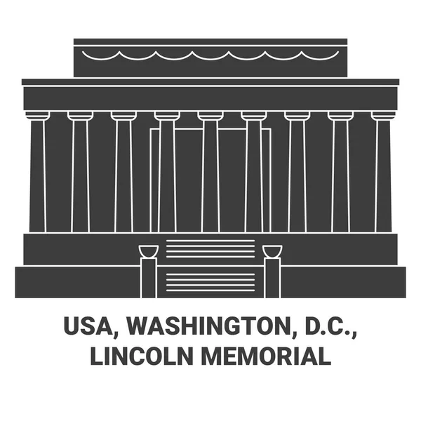 Usa Washington Lincoln Memorial Viagem Marco Linha Vetor Ilustração — Vetor de Stock