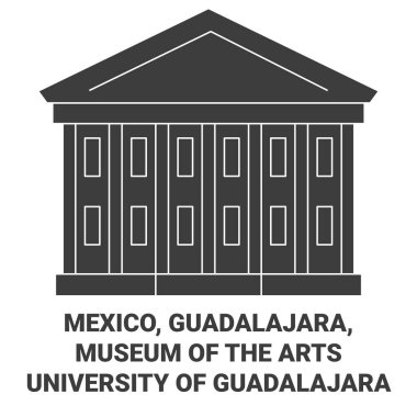 Meksika, Guadalajara, Guadalajara Sanat Üniversitesi Müzesi seyahat çizgisi çizgisi illüstrasyonu