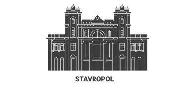 Rusya ve Stavropol seyahat çizgisi vektör ilüstrasyonu