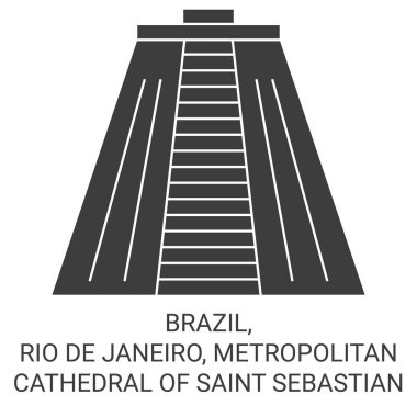 Brazil, Rio De Janeiro, Metropolitan Cathedral Of Saint Sebastian travel landmark line vector illustration