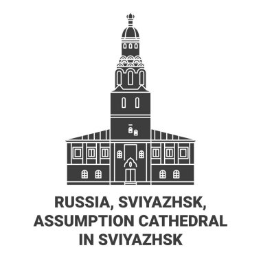 Rusya, Sviyazhsk, Sviyazhsk 'taki Varsayım Katedrali seyahat çizgisi çizimi
