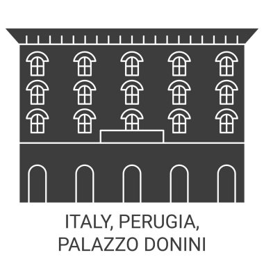 İtalya, Perugia, Palazzo Donini seyahat çizgisi vektör ilüstrasyonu