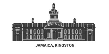 Jamaica, Kingston, travel landmark line vector illustration clipart