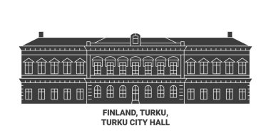 Finlandiya, Turku, Turku Belediyesi seyahat çizgisi vektör ilüstrasyonu