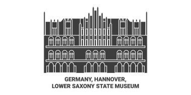 Almanya, Hannover, Aşağı Saksonya Devlet Müzesi seyahat çizgisi vektör ilüstrasyonu