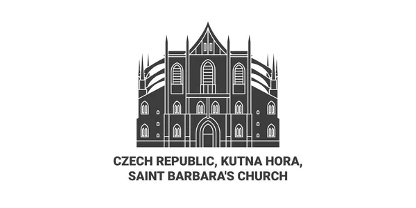 Csehország Kutna Hora Church Barbara Utazás Mérföldkő Vonal Vektor Illusztráció — Stock Vector