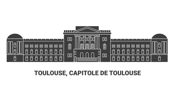 France Toulouse Capitole Toulouse Illustration Vectorielle Ligne Historique Voyage — Image vectorielle