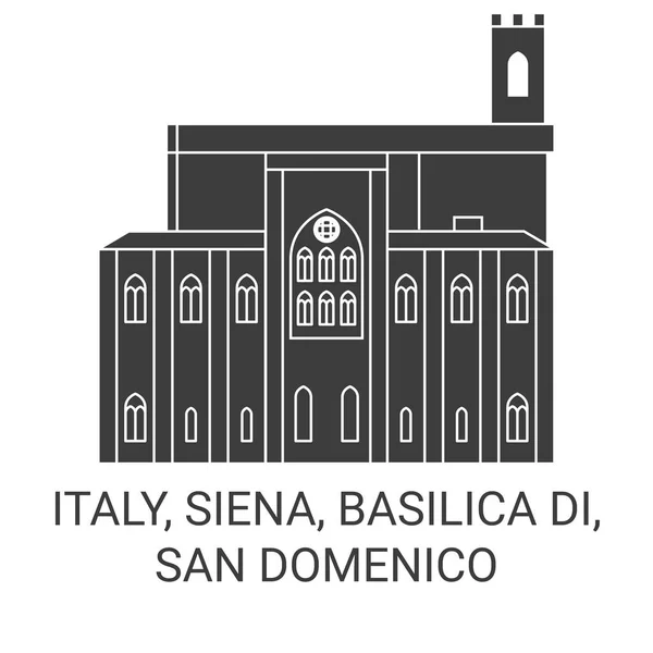 Itália Siena Basílica San Domenico Viagem Marco Linha Vetor Ilustração — Vetor de Stock