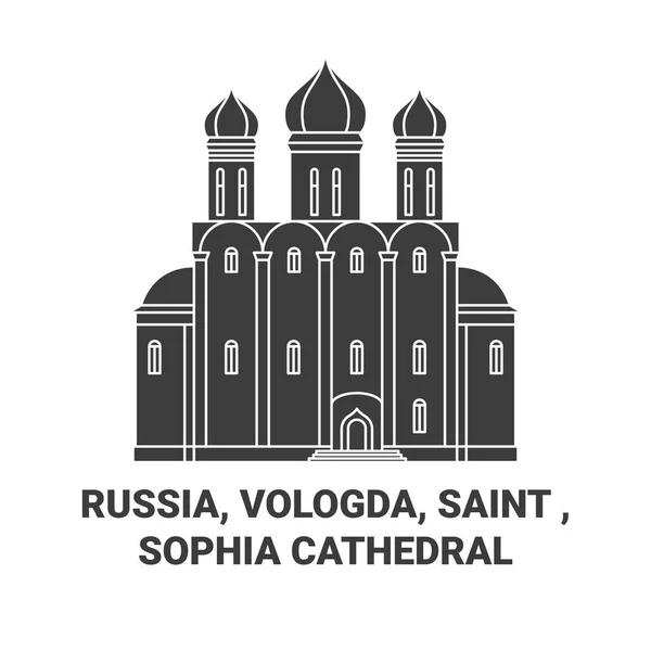 Rusya Vologda Saint Sophia Katedrali Tarihi Eser Çizgisi Çizimi — Stok Vektör