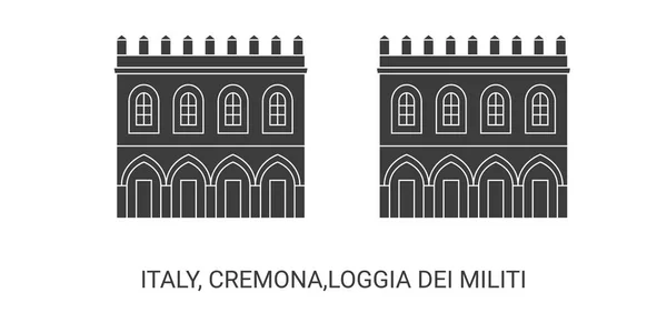 Italia Cremona Loggia Dei Militi Ilustración Vectores Línea Referencia Viaje — Archivo Imágenes Vectoriales