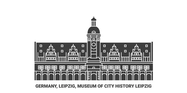 Alemanha Leipzig Museu História Cidade Leipzig Viagem Marco Linha Vetor —  Vetores de Stock